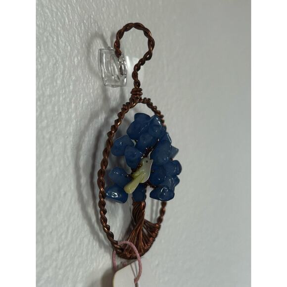 Handmade Copper and Serpentine Crystal Tree of life 3.5x2” Wall Decor - Picture 4 of 5